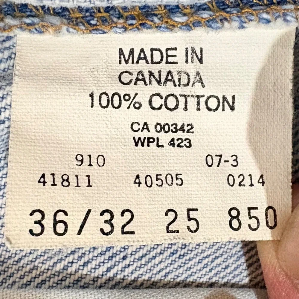 Vintage Levis 505 Orange Tab Jeans Mens 36x32 Light Wash Made in Canada Denim